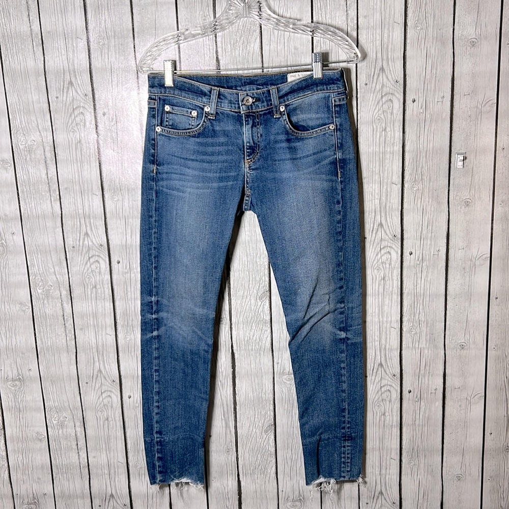 rag & bone Medium Blue Denim Cropped Capris